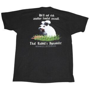 Vintage 2001 Monty Python T-Shirt Adult XL Black Graphic Rabbit Holy Grail